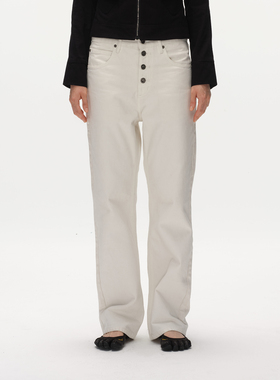 Metaricotta 白色复古质感宽松阔腿牛仔裤直筒