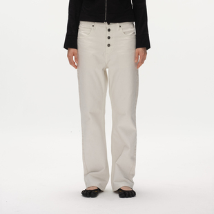 Metaricotta 白色复古质感宽松阔腿牛仔裤直筒