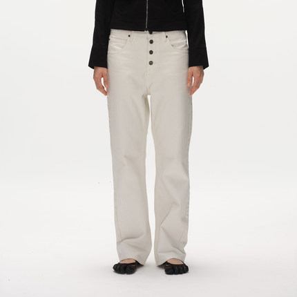 Metaricotta 白色复古质感宽松阔腿牛仔裤直筒