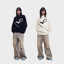 METARICOTTA原创马海毛大logo高级感宽松毛衣男秋冬厚实针织上衣