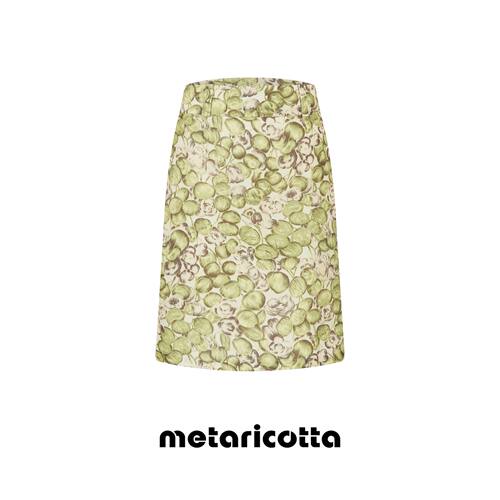 Metaricotta 绿色植物印花设计感气质修身显瘦半身裙子女