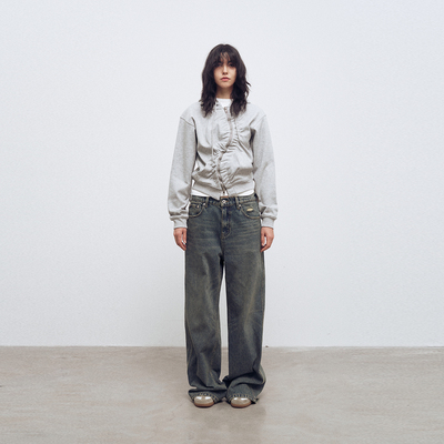 褶皱METARICOTTA短款卫衣