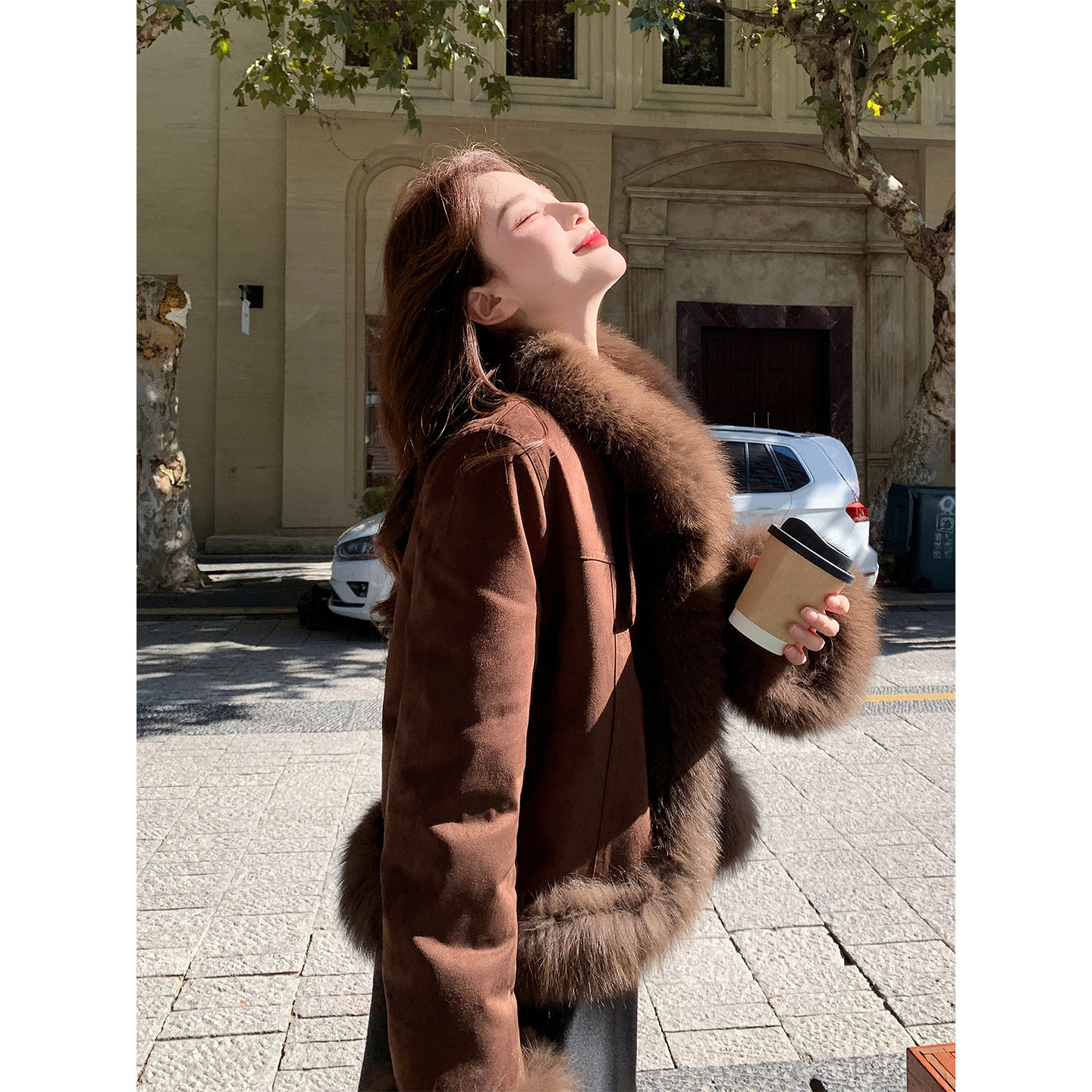 皮毛一体羽绒服女2025冬新款外套