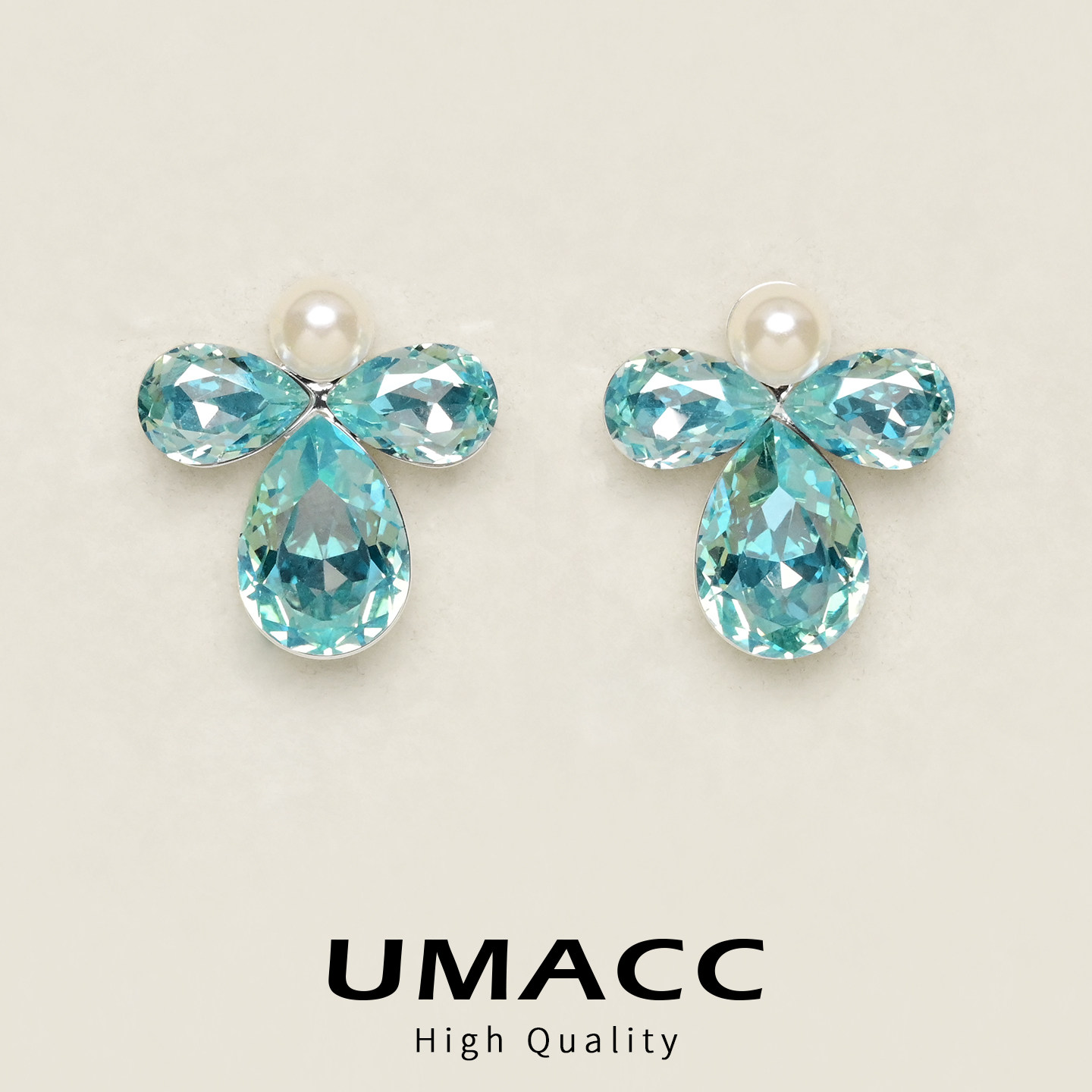 巨好看独特漂亮耳环方圆脸高级超仙梦幻爆闪水晶钻蓝色耳饰女海边