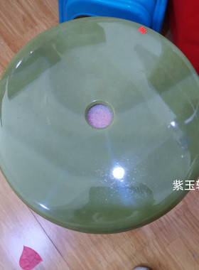 天然深绿古青玉大平安扣玉石摆件
