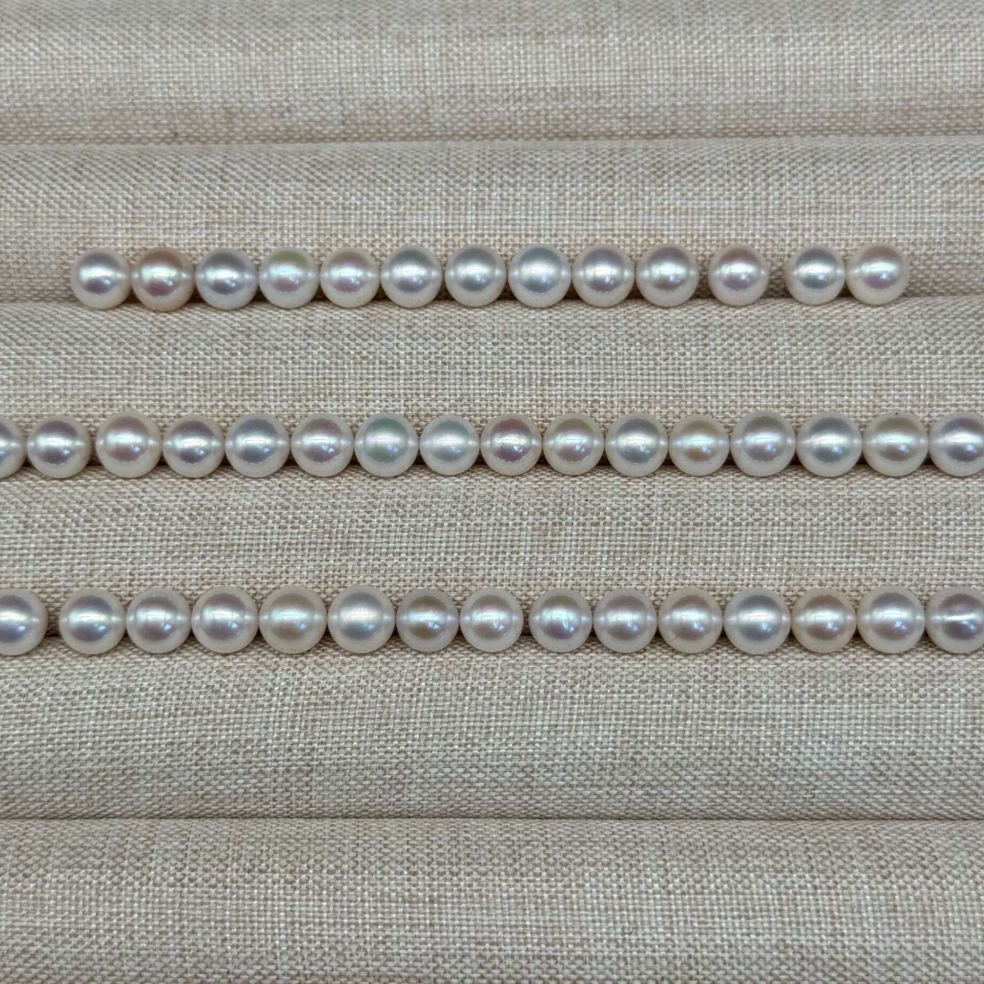 6-7mm天然淡水akoya珍珠强光白亮正圆几乎无瑕诸暨裸珠可加工