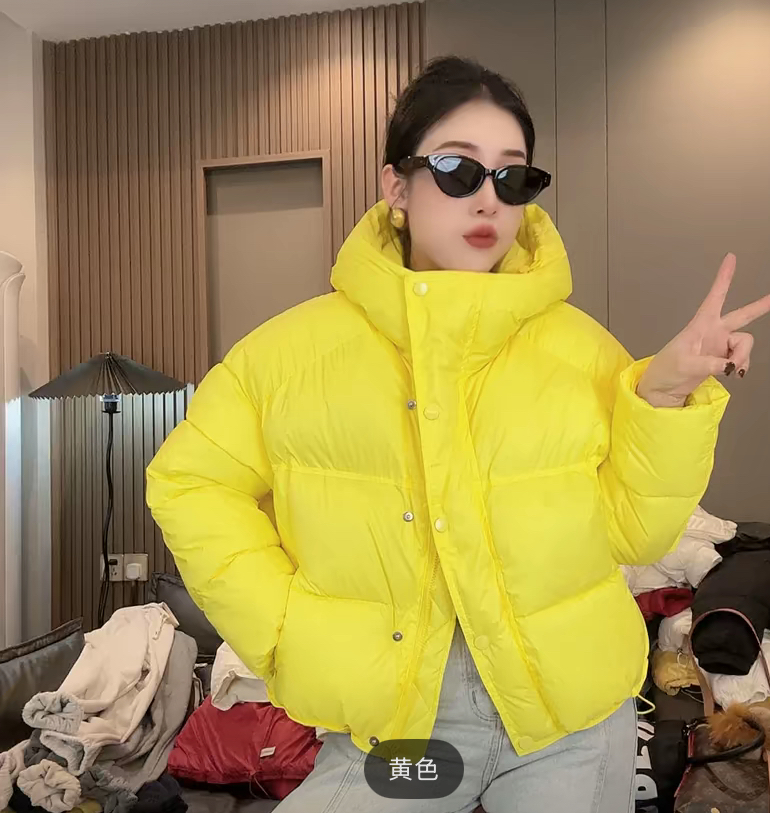 短款加厚棉服冬季新款长袖高领连帽纯色小众时尚宽松韩范棉衣