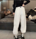 女辣妹百搭宽松抽绳直筒休闲裤 2026新款 裤 街头辣妹白色工装 潮 美式