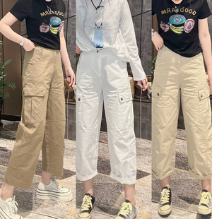 美式复古直筒工装裤2026春季大码胖MM显瘦百搭气质休闲女款长裤子