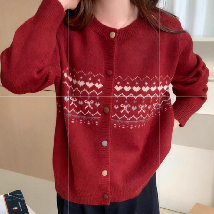 外贸针织开衫女春秋季蝴