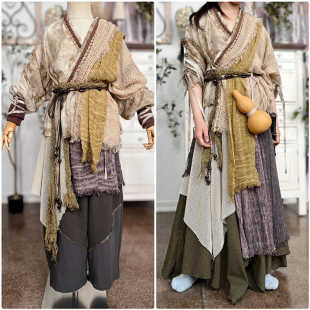 熹言 杨采薇古风汉元素不规则多层流浪破烂风黄蓉表演摄影服装