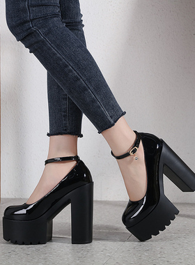 酒吧dj夜店ds舞台gogo演出性感13cm超高跟厚底女鞋防水台粗跟单鞋