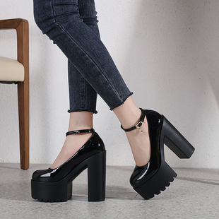 酒吧dj夜店ds舞台gogo演出性感13cm超高跟厚底女鞋 防水台粗跟单鞋