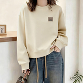 一线大牌专柜即墨纯棉卫衣女秋冬设计感洋气爆款 加绒加厚保暖上衣