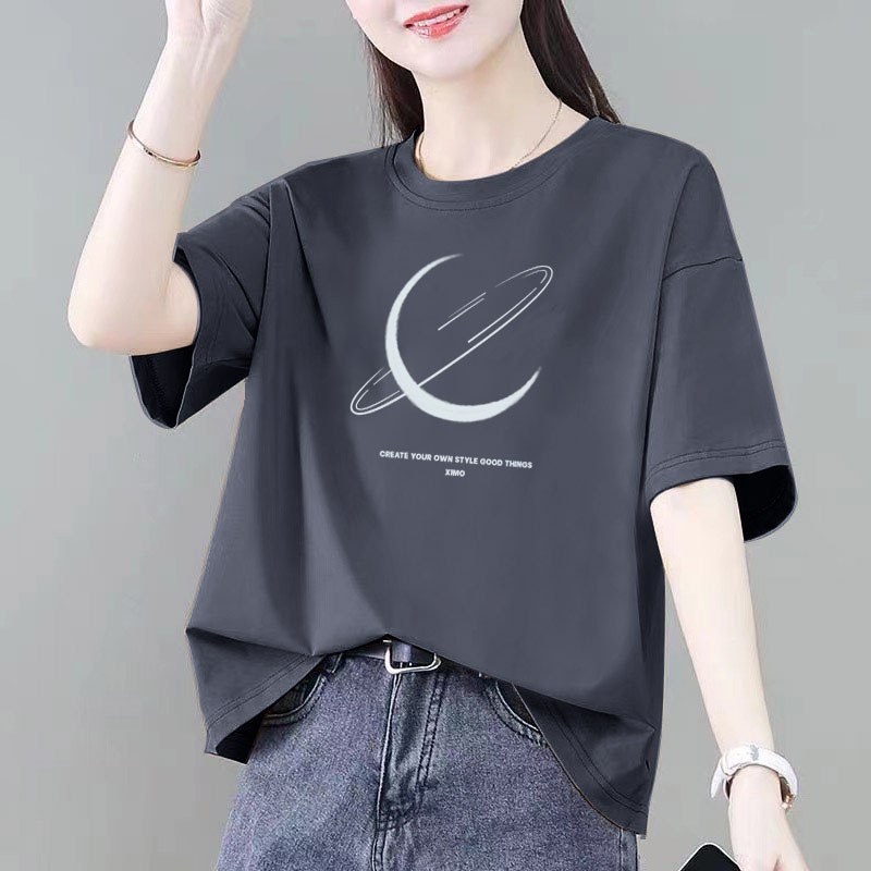 100%纯棉圆领内搭t恤女夏新款时尚百搭洋气体恤薄款减龄即墨上衣