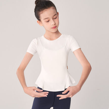 舞蹈服儿童女夏季短袖芭蕾舞练功服上衣分体套装中国舞基训服套装