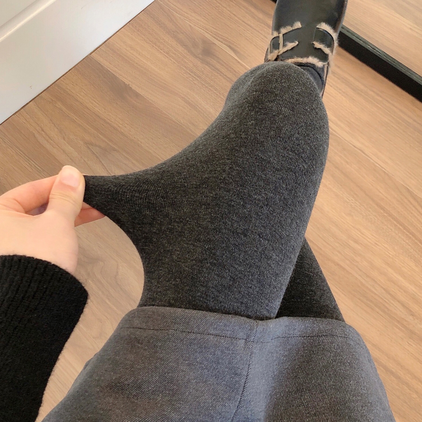 深灰色打底裤女加绒烟灰色连裤袜