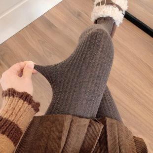 袜保暖深灰色羊毛袜 袜女加厚加绒烟灰色打底裤 秋冬季 奶咖啡色连裤
