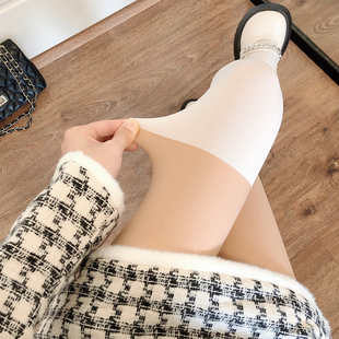 秋冬加绒加厚假大腿袜假高筒拼接过膝打底袜日系JK白丝袜连裤袜女
