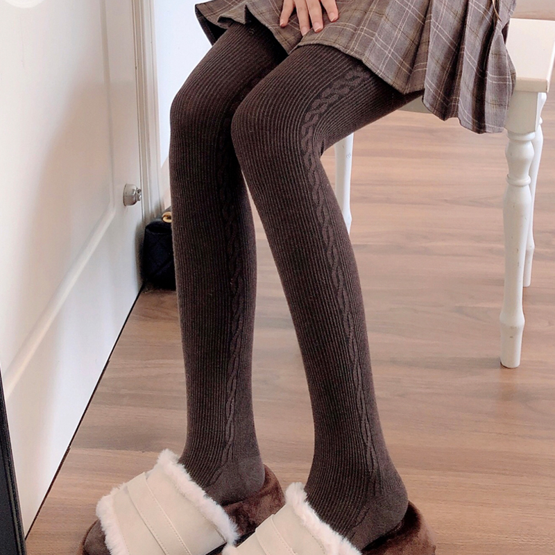 咖啡色连裤袜烟灰色羊毛打底裤袜