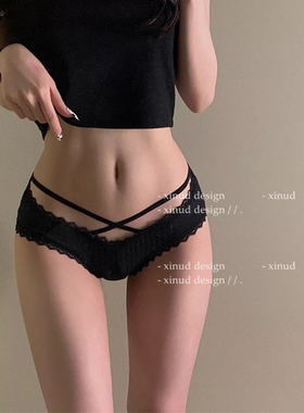 黑色薄款少女棉裆抗菌低腰三角短裤头日系纯欲风性感蕾丝女士内裤