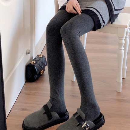 秋冬季加绒加厚烟灰色连裤袜女保暖咖啡色打底裤袜显瘦黑色踩脚袜