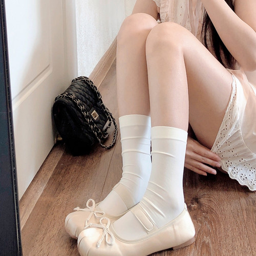 JK奶白色短袜子女日系白色小腿袜