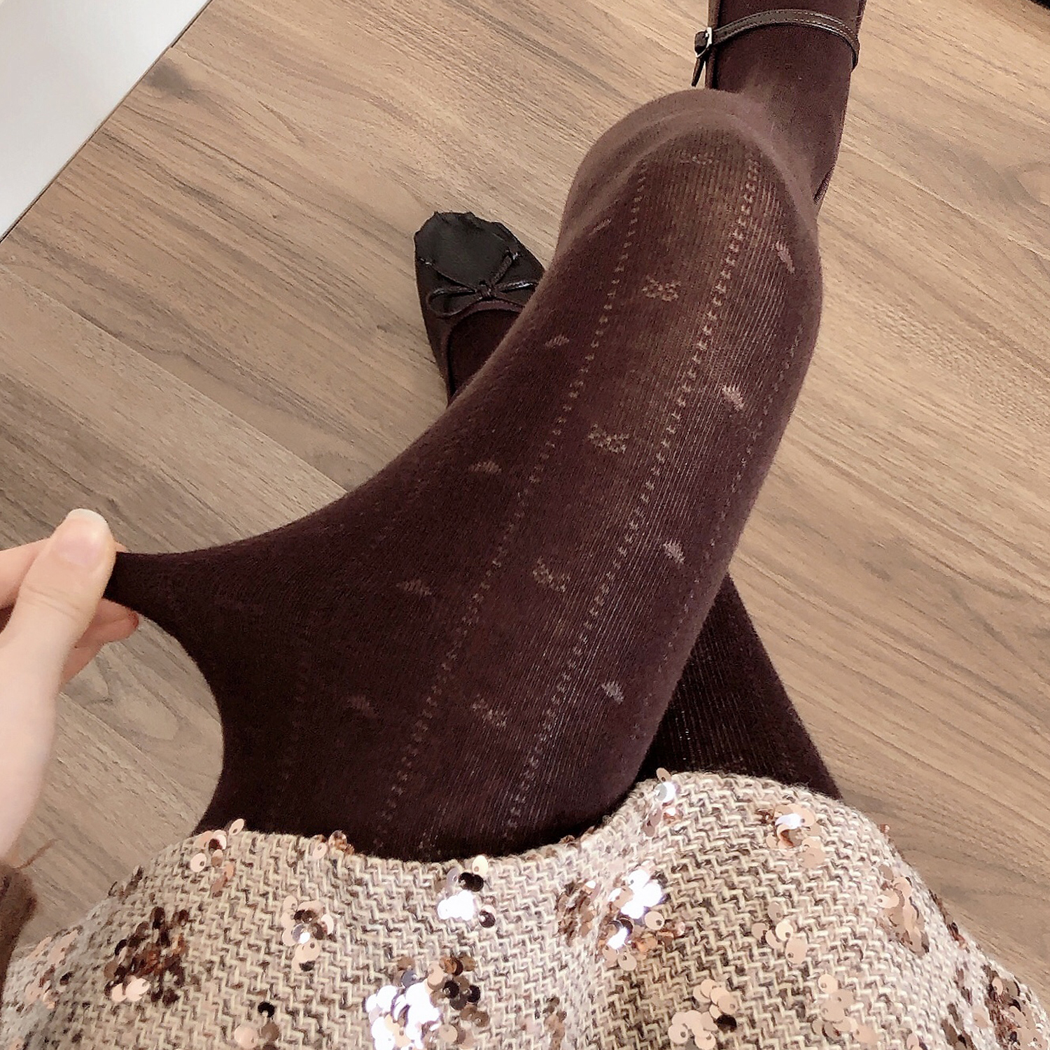 秋冬复古咖啡色打底裤袜女微透深灰色连裤袜日系jk甜美爱心白丝袜