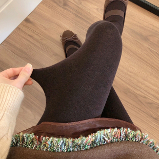 袜显瘦保暖踩脚袜 袜外穿女加厚烟灰色连裤 秋冬季 加绒咖啡色打底裤