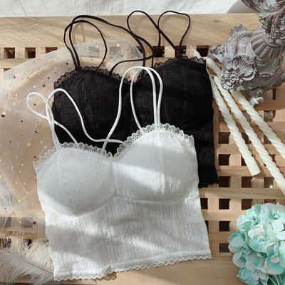 美背白色法式风交叉带防走光内衣