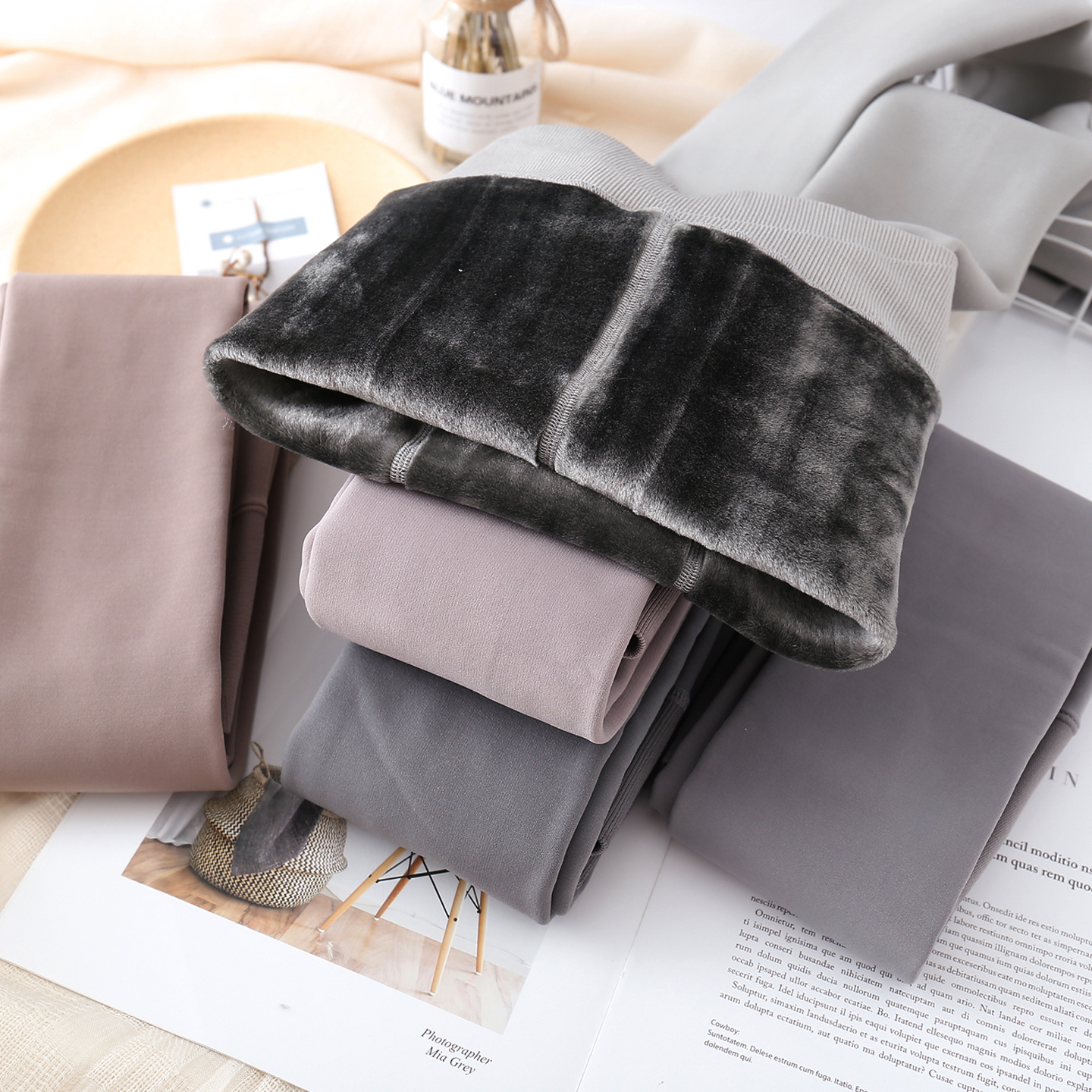 加绒烟灰色打底袜女深灰色连裤袜