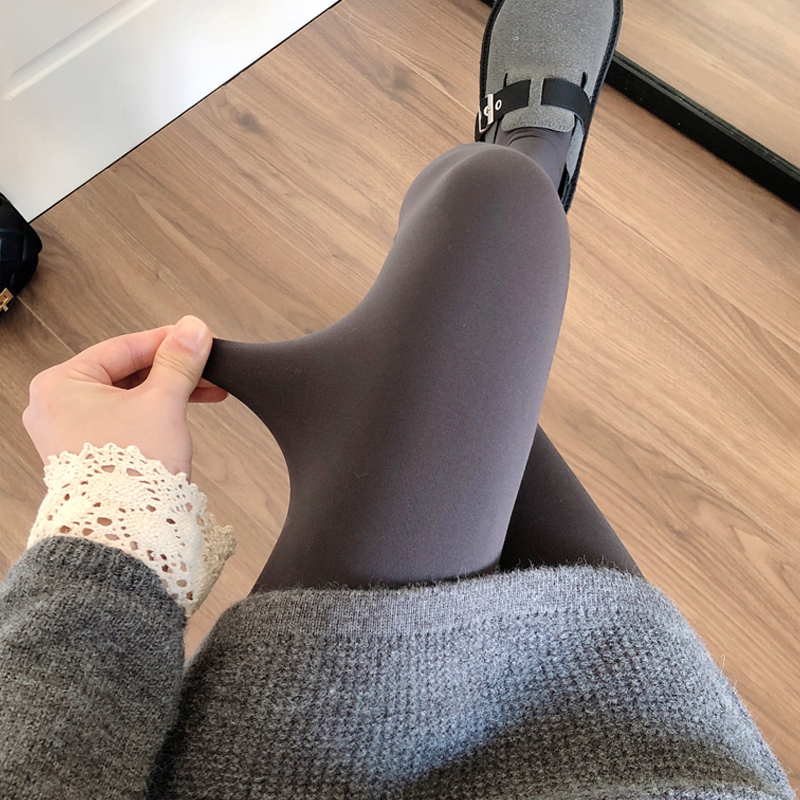 加绒烟灰色连裤袜加厚深灰踩脚袜