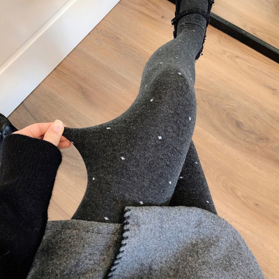 烟灰色连裤袜波点深灰色打底裤袜
