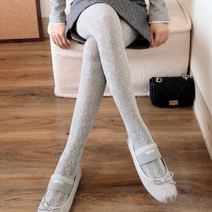 浅灰色连裤袜波浪纹烟灰色打底袜