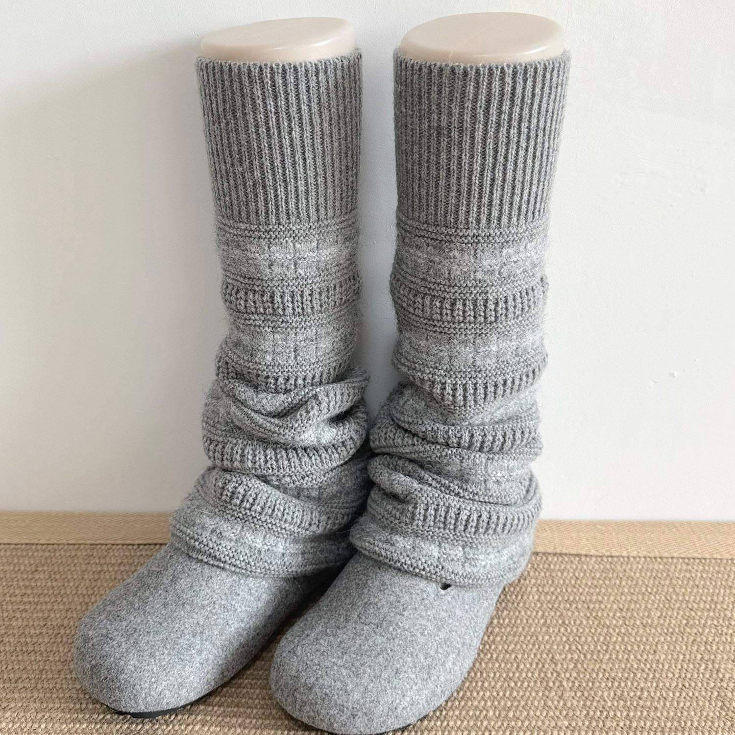 针织羊毛浅灰色腿套女秋冬季加厚保暖深灰色中筒袜复古咖啡色袜套,女士内衣/男士内衣/家居服,中筒袜,淘宝优惠券,粉丝福利购,淘宝优惠卷