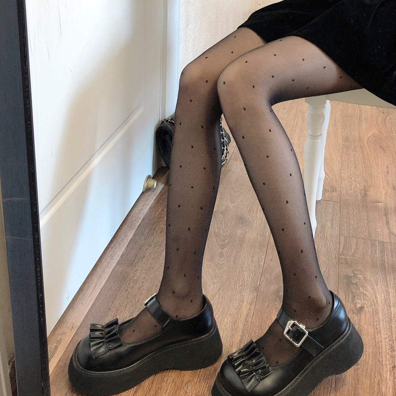 jk黑丝袜女黑色波点丝性感连裤袜