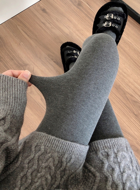 秋冬季加绒烟灰色连裤袜女加厚咖啡色打底裤袜保暖踩脚袜浅灰丝袜