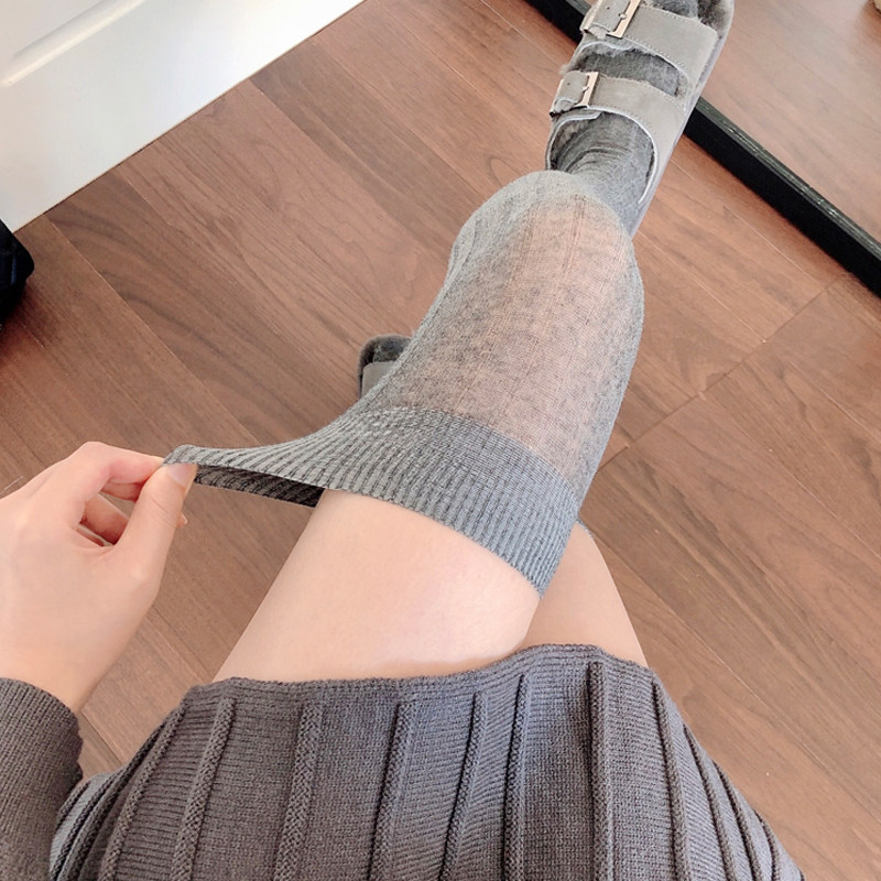 烟灰色过膝袜女春秋棉竖条纹及膝黑色中长筒袜米白色大腿袜高筒袜,女士内衣/男士内衣/家居服,长筒袜,淘宝优惠券,粉丝福利购,淘宝优惠卷