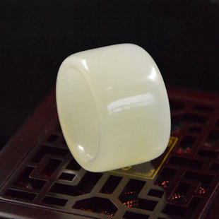 天然白玉扳指男女款文玩大扳指青白色玉戒指指环可以刻字落款