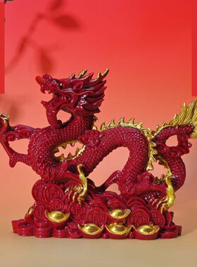 朱砂大号五爪烫金朱砂摆件生肖龙招财客厅招财进宝神兽玄关工艺品