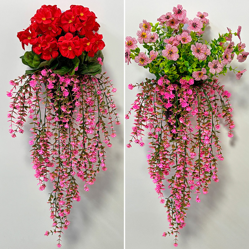 挂墙仿真长藤绿植假花玫瑰装饰墙