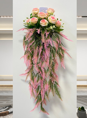 仿真向日葵玫瑰花植物壁挂装饰室内客厅餐厅墙面假花挂件花藤绿植