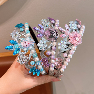 新款公主皇冠头饰儿童卡通水晶发箍女童头箍女孩生日礼物大气王冠