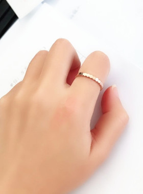 蜂巢菱形几何玫瑰金学生钛钢戒指