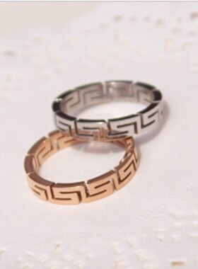 镀18k玫瑰金钛钢不掉色学生尾戒