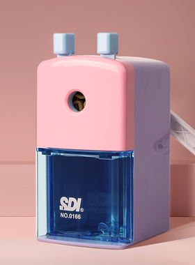 SDI手牌卷笔刀手摇转笔刀三角洞洞笔削笔器大口径削笔刀粗孔杆铅笔刀儿童小学生用削笔机刨笔机自动进笔0166