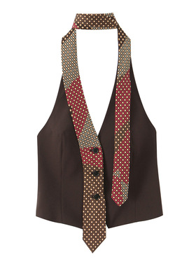 2026年新款女装秋季新领带CHOKER 背心式挂脖领上衣201078