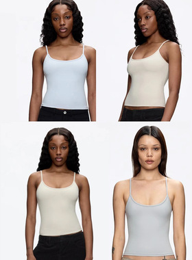 现货tankair美式U领修身弹力基础款短款甜酷性感背心吊带背心上衣