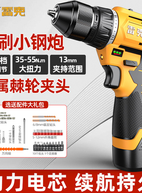 雷克无刷手电钻家用手枪钻电转电动工具锂电池充电式电动螺丝刀