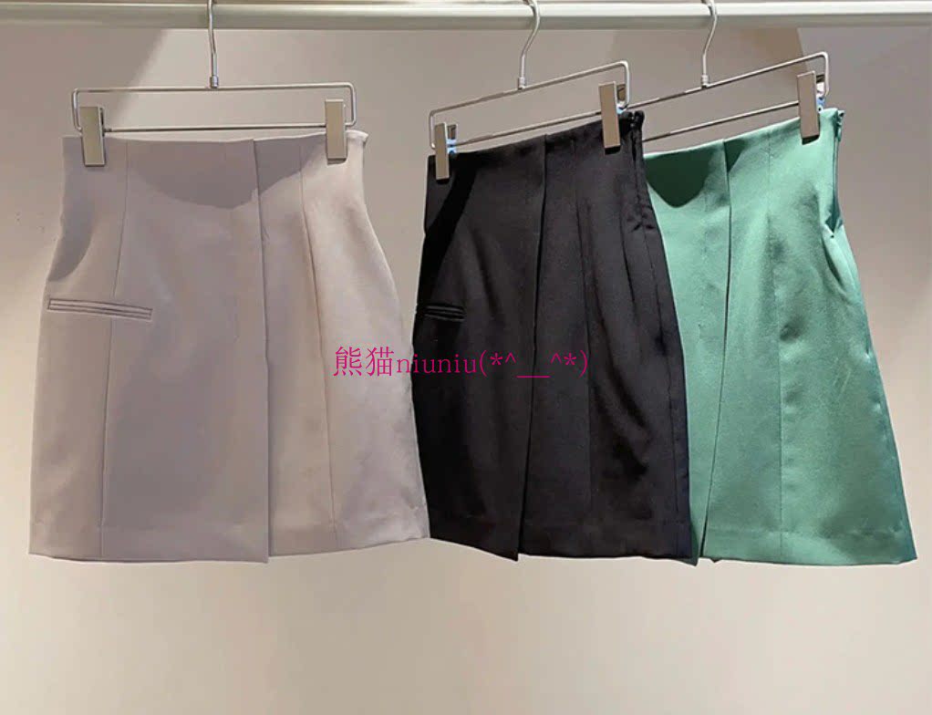 纯圆s家 纯色拉链高腰百搭显瘦a字短款裙裤 swfp232003